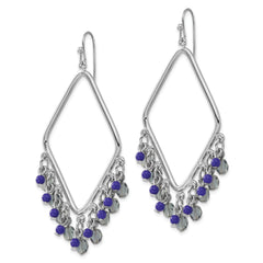 1928 Jewelry Silver-tone Light and Dark Blue Faceted Crystal Beaded Diamond Shaped Dangle Earrings