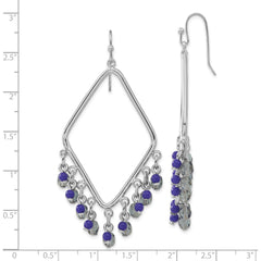 1928 Jewelry Silver-tone Light and Dark Blue Faceted Crystal Beaded Diamond Shaped Dangle Earrings