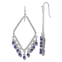 1928 Jewelry Silver-tone Light and Dark Blue Faceted Crystal Beaded Diamond Shaped Dangle Earrings