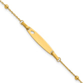 14K Polished Beaded Cut-out Heart 24x4.7mm Plate 5 inch Baby/Child ID Bracelet with 1 inch Extender