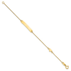 14k Polished Heart and 23x4.2mm Plate 5.5 inch Baby/Child ID Bracelet