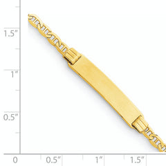 14k Polished Solid Chain/Solid Plate Anchor Link 26x5mm Plate 6 inch Baby/Child ID Bracelet