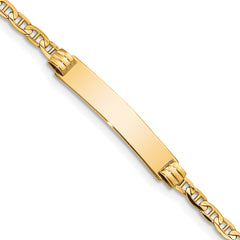 14k Polished Solid Chain/Solid Plate Anchor Link 26x5mm Plate 6 inch Baby/Child ID Bracelet