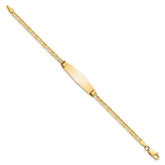 14k Polished Solid Chain/Solid Plate Anchor Link Soft Diamond Shape 26x7.5mm Plate 6 inch Baby/Child ID Bracelet