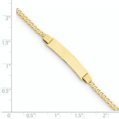 14k Polished Solid Chain/Solid Plate Curb Link 26x5mm Plate 6 inch Baby/Child ID Bracelet