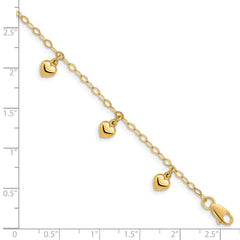 14K Child's Puffed Heart Charm Bracelet