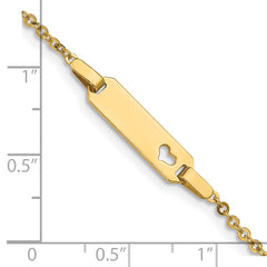 14K Polished Cut-out Heart 18x5mm Plate 6 inch Baby/Child ID Bracelet