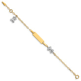 14k Two-tone Polished Teddy Bears and 18x5mm Plate 5.5 inch Baby/Child ID Bracelet with 0.5 inch Extender