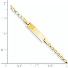 14k Polished Solid Chain/Solid Plate Fancy Link 16x5mm Plate 6 inch Baby/Child ID Bracelet