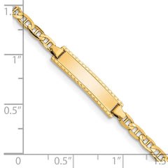 14k Polished Solid Chain/Solid Plate Anchor Link 20x5mm Plate 6 inch Baby/Child ID Bracelet