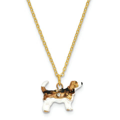 Luxury Giftware by Jere Pewter Bejeweled Crystals Gold-tone Enameled BEAUREGARD Beagle Trinket Box with Matching 18 Inch Necklace