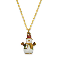 Luxury Giftware by Jere Bejeweled Crystals Gold-tone Enameled LOGAN Snowman Tree Trinket Box with Matching 18 Inch Necklace