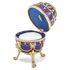 Luxury Giftware by Jere Pewter Bejeweled Crystals Gold-tone Enameled IMPERIAL PURPLE (Plays Unchained Melody) Musical Egg with Matching 18 Inch Necklace