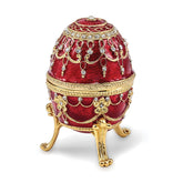 Luxury Giftware by Jere Pewter Bejeweled Crystals Gold-tone Enameled IMPERIAL RED (Plays Memory) Musical Egg with Matching 18 Inch Necklace