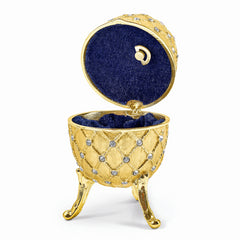 Luxury Giftware by Jere Pewter Bejeweled Crystals Gold-tone Enameled ROYAL GOLD (Plays Swan Lake) Musical Egg with Matching 18 Inch Necklace