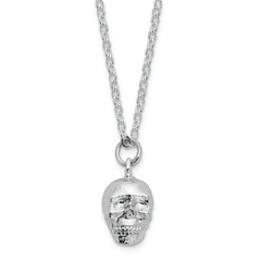 Luxury Giftware by Jere Pewter Bejeweled Crystals Silver-tone Enameled TREASURE TROVE Full Crystal Skull Trinket Box with Matching 18 Inch Necklace