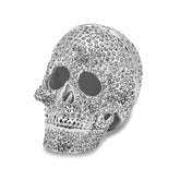Luxury Giftware by Jere Pewter Bejeweled Crystals Silver-tone Enameled TREASURE TROVE Full Crystal Skull Trinket Box with Matching 18 Inch Necklace