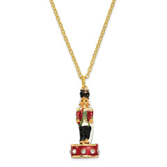 Luxury Giftware by Jere Bejeweled Crystals Gold-tone Enameled CHRISTOPH Nutcracker Trinket Box with Matching 18 Inch Necklace