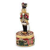 Luxury Giftware by Jere Bejeweled Crystals Gold-tone Enameled CHRISTOPH Nutcracker Trinket Box with Matching 18 Inch Necklace