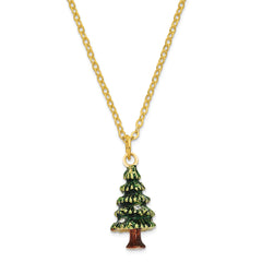 Luxury Giftwar by Jere Bejeweled Crystals Gold-tone Enameled DECK THE HALLS Christmas Tree Trinket Box with Matching 18 Inch Necklace