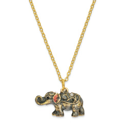 Luxury Giftware by Jere Pewter Bejeweled Crystals Gold-tone Enameled PRINCESS JAIPUR Elephant Trinket Box with Matching 18 Inch Necklace