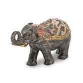 Luxury Giftware by Jere Pewter Bejeweled Crystals Gold-tone Enameled PRINCESS JAIPUR Elephant Trinket Box with Matching 18 Inch Necklace