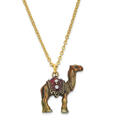 Luxury Giftware by Jere Pewter Bejeweled Crystals Gold-tone Enameled AMIR Prince of the Desert Camel Trinket Box with Matching 18 Inch Necklace