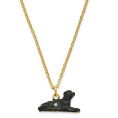Luxury Giftware by Jere Pewter Bejeweled Crystals Gold-tone Enameled KOOP Black Labrador Retriever Trinket Box with Matching 18 Inch Necklace