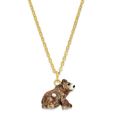 Luxury Giftware by Jere Bejeweled CODY Kodiak Bear with Log Trinket Box with Matching 18 inch Necklace