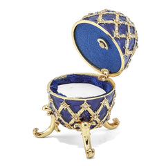 Luxury Giftware by Jere Pewter Bejeweled Crystals Gold-tone Enameled GRAND ROYAL BLUE (Plays Unchained Melody) Musical Egg with Matching 18 Inch Necklace