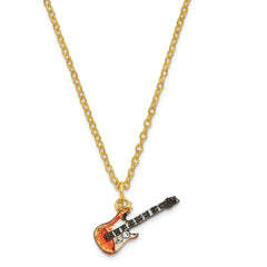 Luxury Giftware by Jere Pewter Bejeweled Crystals Gold-tone Enameled STRUMMIN' TUNES Red Guitar Trinket Box with Matching 18 Inch Necklace