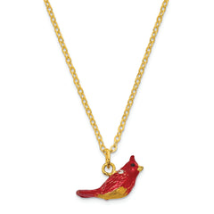 Luxury Giftware by Jere Bejeweled Crystals Gold-tone Enameled CHARLIE Red Cardinal Trinket Box with Matching 18 Inch Necklace