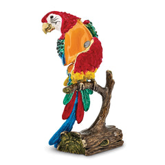 Luxury Giftware by Jere Pewter Bejeweled Crystals Gold-tone Enameled GOLDNOSE Macaw Parrot Trinket Box with Matching 18 Inch Necklace