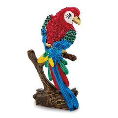 Luxury Giftware by Jere Pewter Bejeweled Crystals Gold-tone Enameled GOLDNOSE Macaw Parrot Trinket Box with Matching 18 Inch Necklace