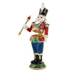 Luxury Giftware by Jere Bejeweled Crystals Gold-tone Enameled TORSTEN Toy Soldier Trinket Box with Matching 18 Inch Necklace