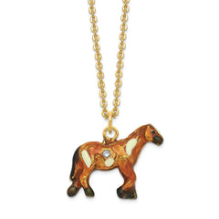 Luxury Giftware by Jere Pewter Bejeweled Crystals Gold-tone Enameled ASPEN Appaloosa Horse Trinket Box with Matching 18 Inch Necklace