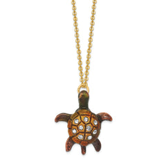 Luxury Giftware by Jere Pewter Bejeweled Crystals Rose-tone Enameled RHODA Tortoise With Moving Head Trinket Box with Matching 18 Inch Necklace