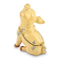 Luxury Giftware by Jere Pewter Bejeweled Crystals Gold-tone Enameled PRECIOUS Pig Trinket Box with Matching 18 Inch Necklace