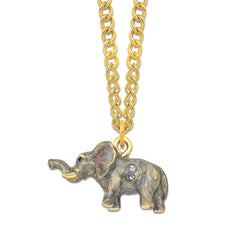 Luxury Giftware by Jere Pewter Bejeweled Crystals Gold-tone Enameled ELLA & ELI Mom & Baby Elephant Trinket Box with Matching 18 Inch Necklace