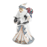 Luxury Giftware by Jere Bejeweled Crystals Siver-tone Enameled ST. NICHOLAS SINTERKLAAS White Santa Trinket Box with Matching 18 Inch Necklace