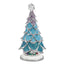 Luxury Giftware by Jere Bejeweled Crystals Silver-tone Enameled ARCTIC BLUE Christmas Tree Trinket Box with Matching 18 Inch Necklace