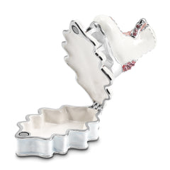 Luxury Giftware by Jere Bejeweled Crystals Silver-tone Enameled GLIDER Pink and White Ice Skate Trinket Box with Matching 18 Inch Necklace