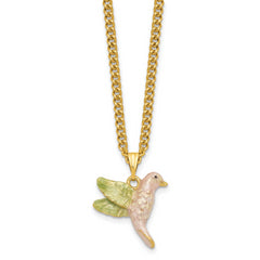 Luxury Giftware by Jere Pewter Bejeweled Crystals Gold-tone Enameled HARLOW Purple Box/Flower/Hummingbird Trinket Box with Matching 18 Inch Necklace