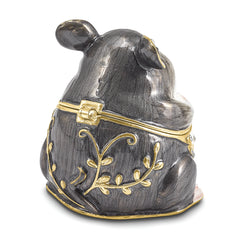 Luxury Giftware by Jere Pewter Bejeweled Crystals Gold-tone Enameled UNCLE JOE Chubby Mouse Trinket Box with Matching 18 Inch Necklace