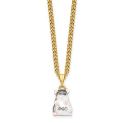 Luxury Giftware by Jere Pewter Bejeweled Crystals Gold-tone Enameled UNCLE JOE Chubby Mouse Trinket Box with Matching 18 Inch Necklace