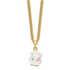 Luxury Giftware by Jere Pewter Bejeweled Crystals Gold-tone Enameled TEDDY and TOOTSIE Bears Trinket Box with Matching 18 Inch Necklace