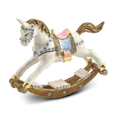 Luxury Giftware by Jere Pewter Bejeweled Crystals Gold-tone Enameled RIMA Rocking Horse Trinket Box with Matching 18 Inch Necklace