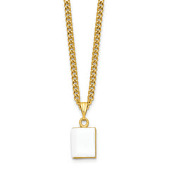 Luxury Giftware Pewter Bejeweled Crystals Gold-tone Enameled PRAYER White Bible Trinket Box with Matching 18 Inch Necklace