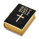 Luxury Giftware by Jere Pewter Bejeweled Crystals Gold-tone Enameled DEVOTION Black Bible Trinket Box with Matching 18 Inch Necklace