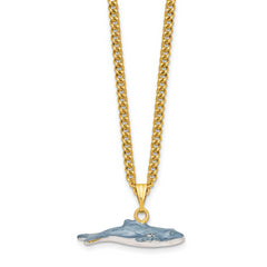 Luxury Giftware by Jere Pewter Bejeweled Crystals Gold-tone Enameled WYNN and WALLIS Blue Whale and Baby Trinket Box with Matching 18 Inch Necklace